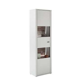 Vitrine weiss modern 206 cm hoch - 61 cm breit einer Glastür
