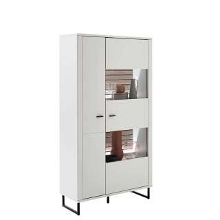 Kombi-Vitrine weiß modern 100 cm breit Bügelgestell aus Metall