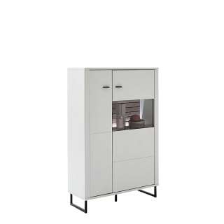 Weißes Highboard modern 100 cm breit Bügelgestell aus Metall