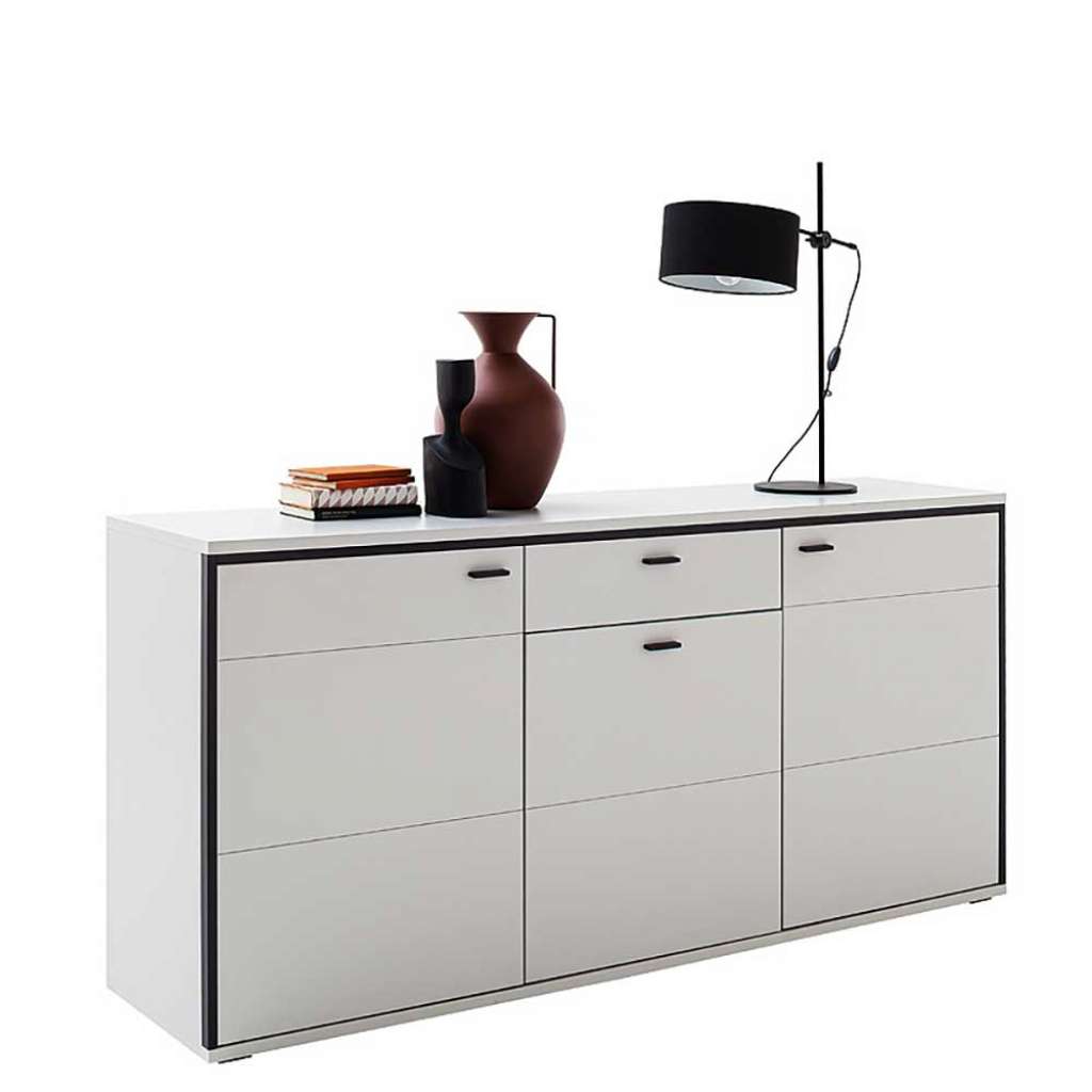 Sideboard weiss modern mit einer Schublade drei Drehtüren