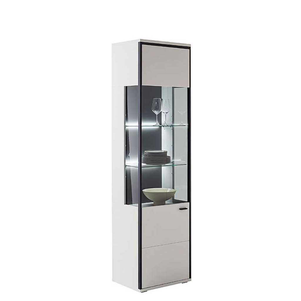 Esszimmervitrinenschrank weiss in modernem Design 199 cm hoch