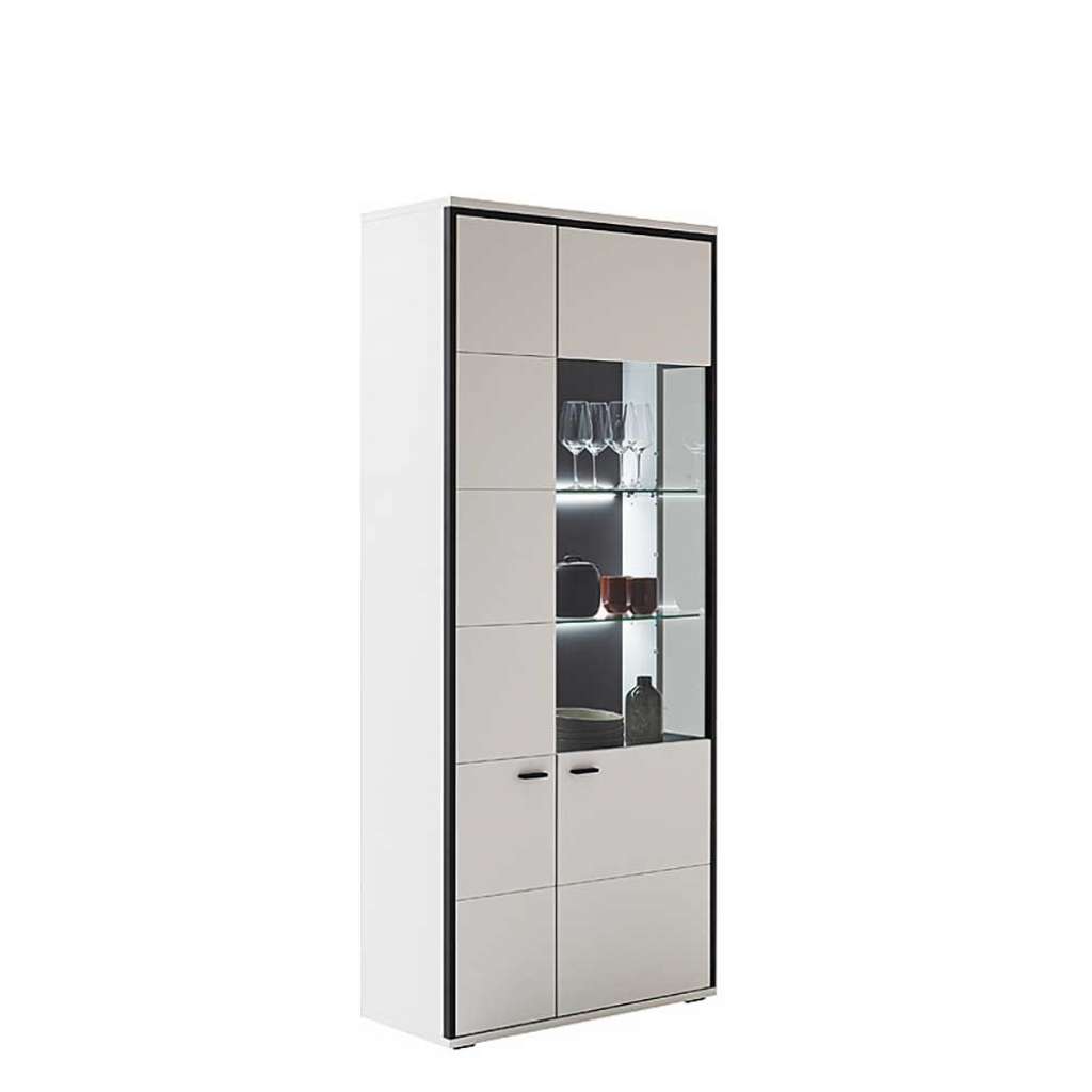 Esszimmer Vitrine weiss in modernem Design 199 cm hoch