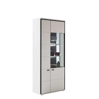 Esszimmer Vitrine weiss in modernem Design 199 cm hoch