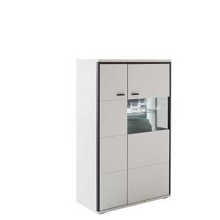 Esszimmer Highboard weiss und Schwarzgrau 136 cm hoch - 84 cm breit