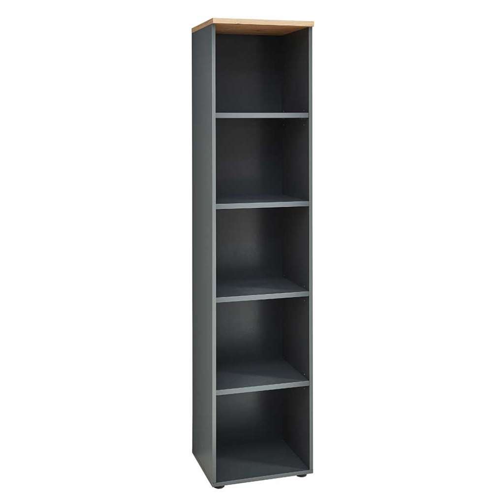 Ordnerregal hoch in Dunkelgrau & Wildeichefarben 45 cm breit