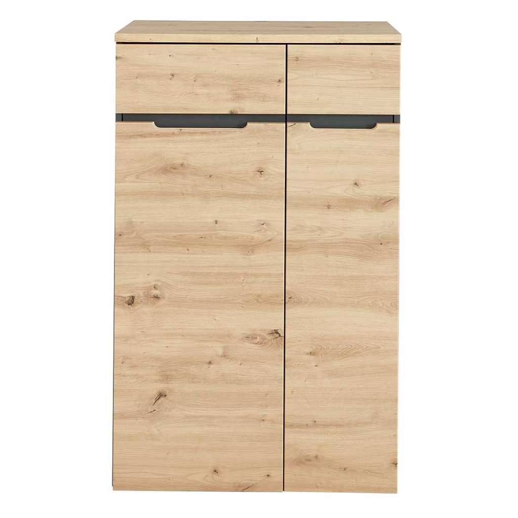 Aktenschrank klein in Wildeichefarben & Dunkelgrau 75 cm breit