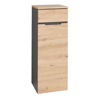 Büroschrank klein in Wildeichefarben & Dunkelgrau 45 cm breit