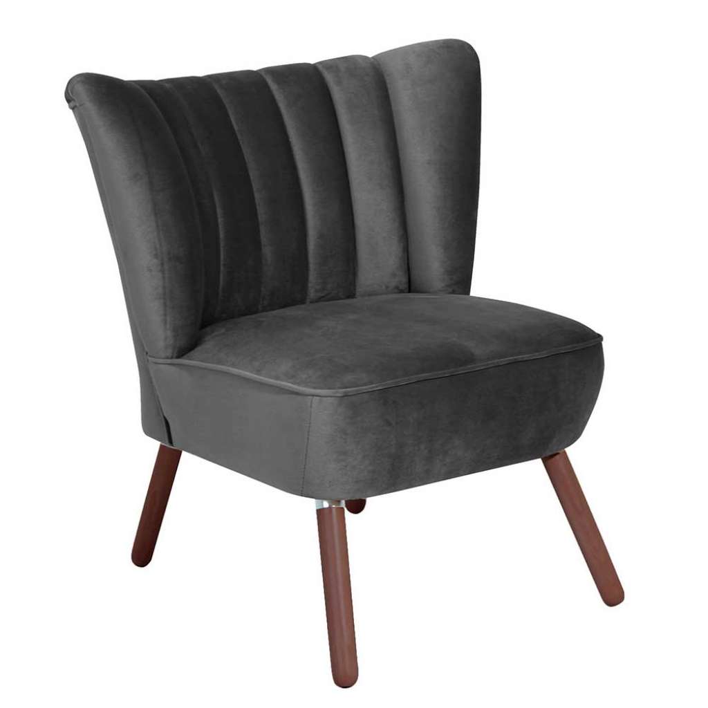 Kleiner Sessel Schlafzimmer im Retrostil Anthrazit und Nussbaumfarben
