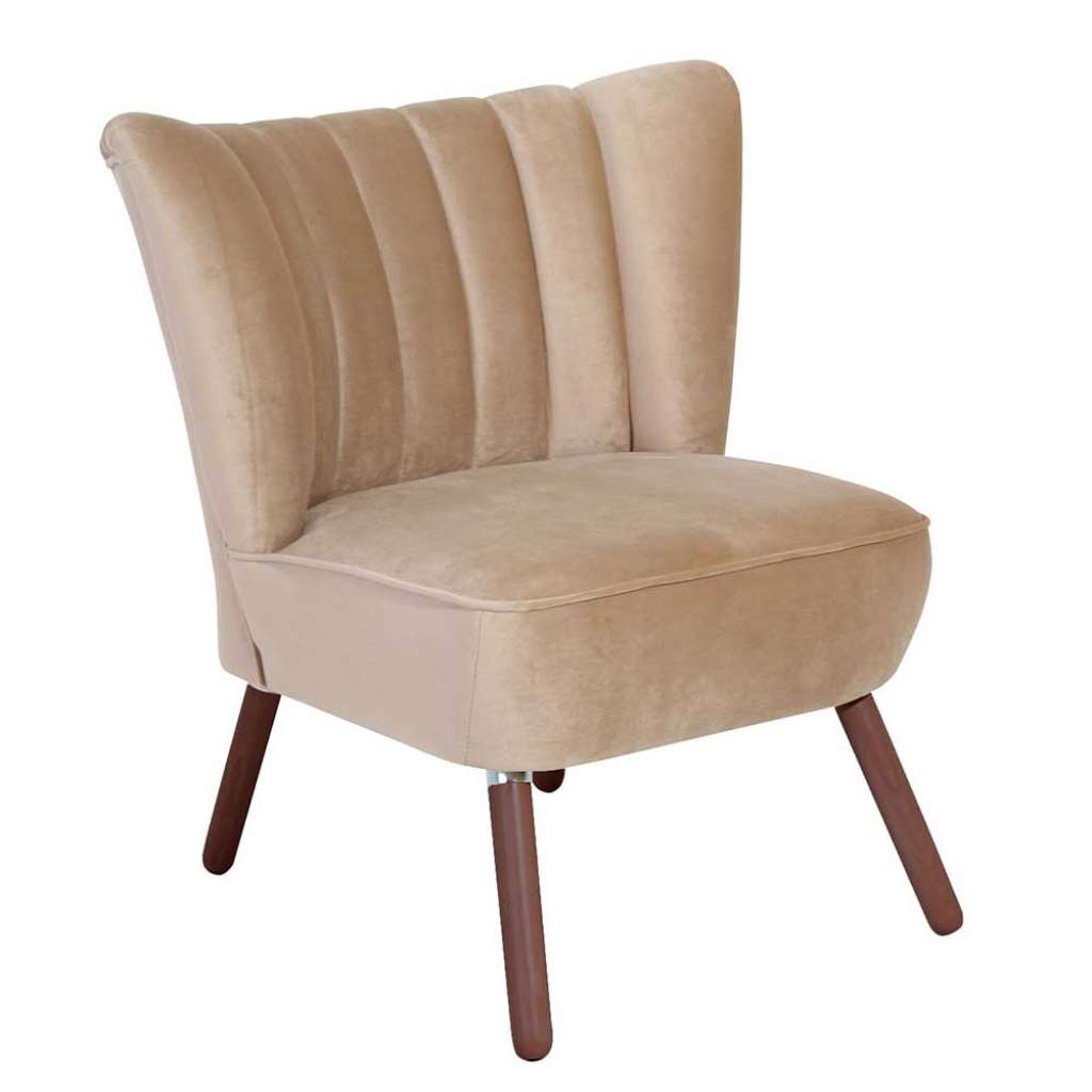 Schlafzimmersessel Retro in Beige und Nussbaumfarben 70 cm breit