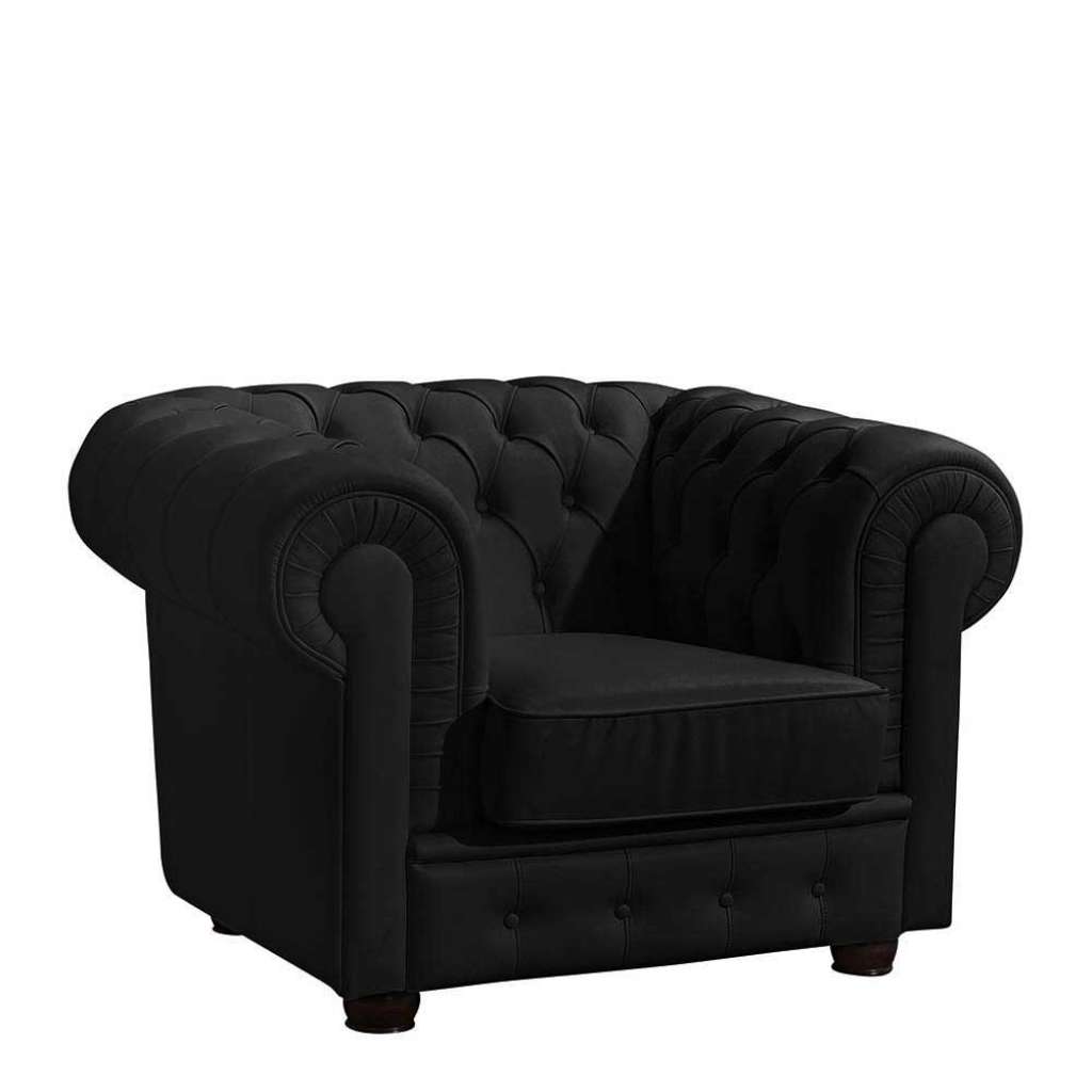 Polstersessel schwarz Kunstleder im Chesterfield Look 110 cm breit