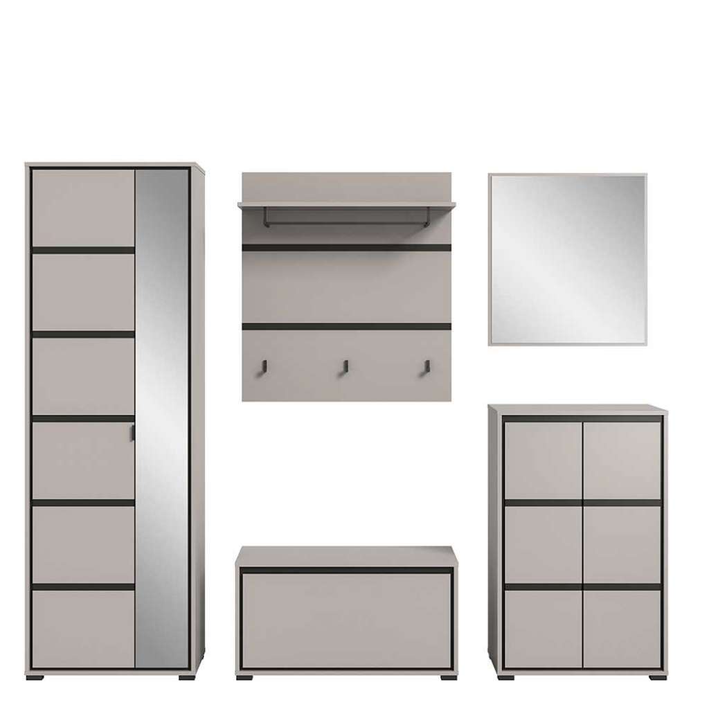 Graue Garderobenmöbel in modernem Design 196 cm hoch (fünfteilig)