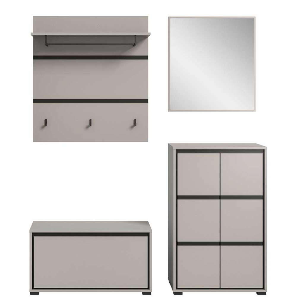 Garderobenprogramm Grau und Schwarz modernem Design (vierteilig)