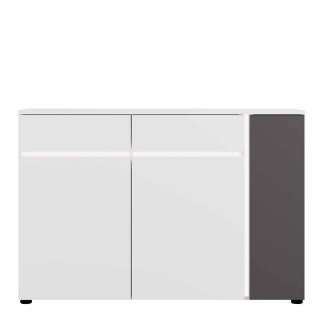 Kommode mit Beleuchtung in Weiß und Anthrazit 84 cm hoch