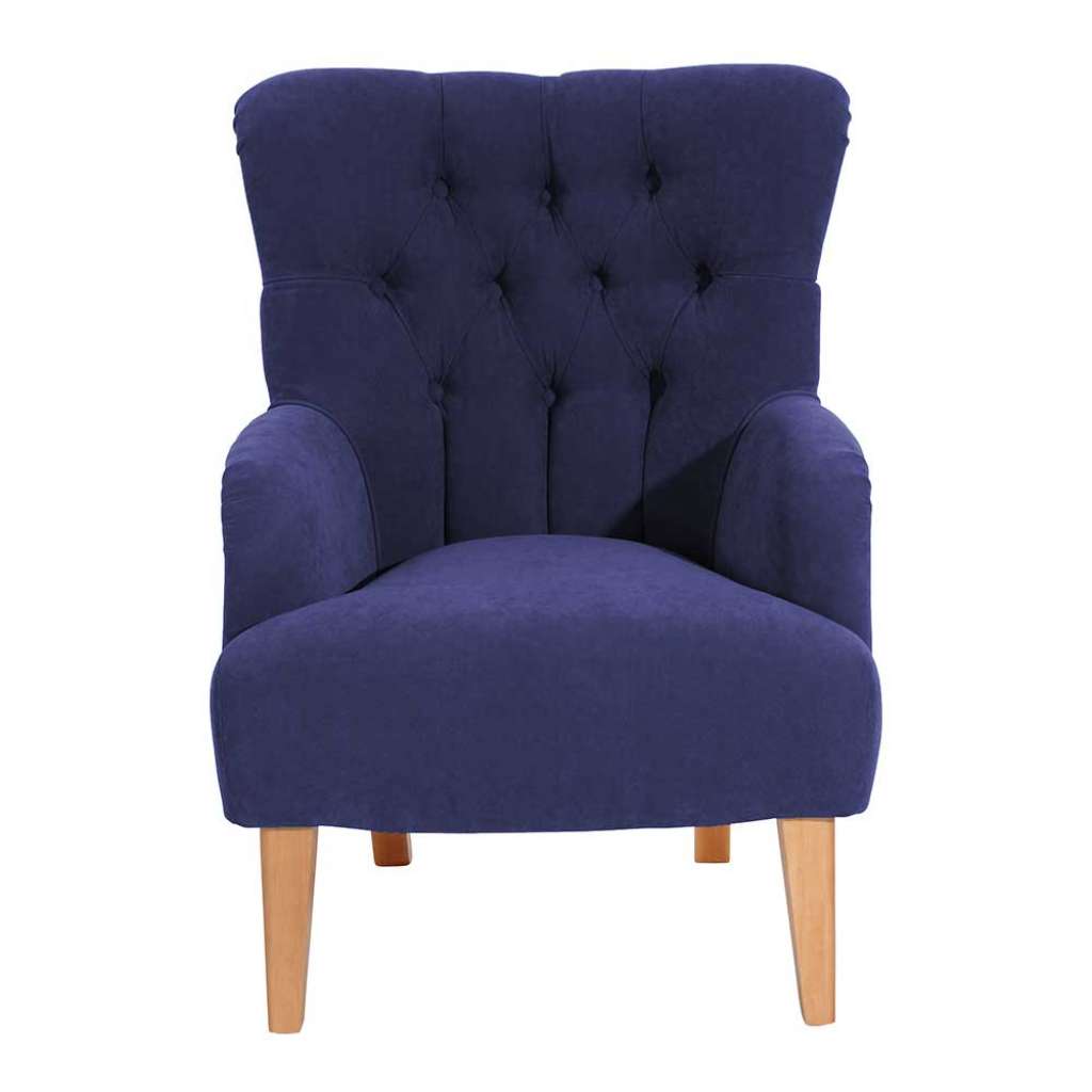 Polstersessel blau Landhaus aus Velours Buche Massivholz