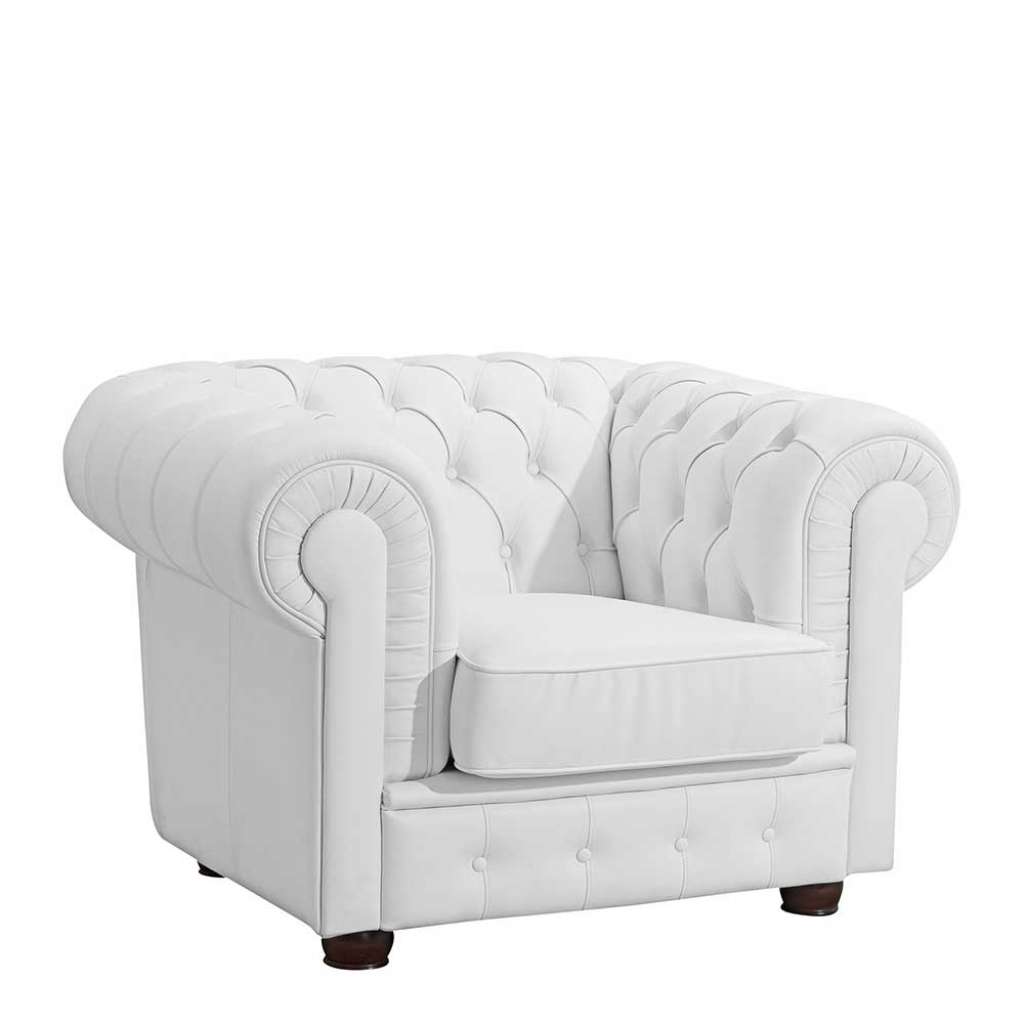 Wohnzimmer Sessel Kunstleder in Weiß Chesterfield Look
