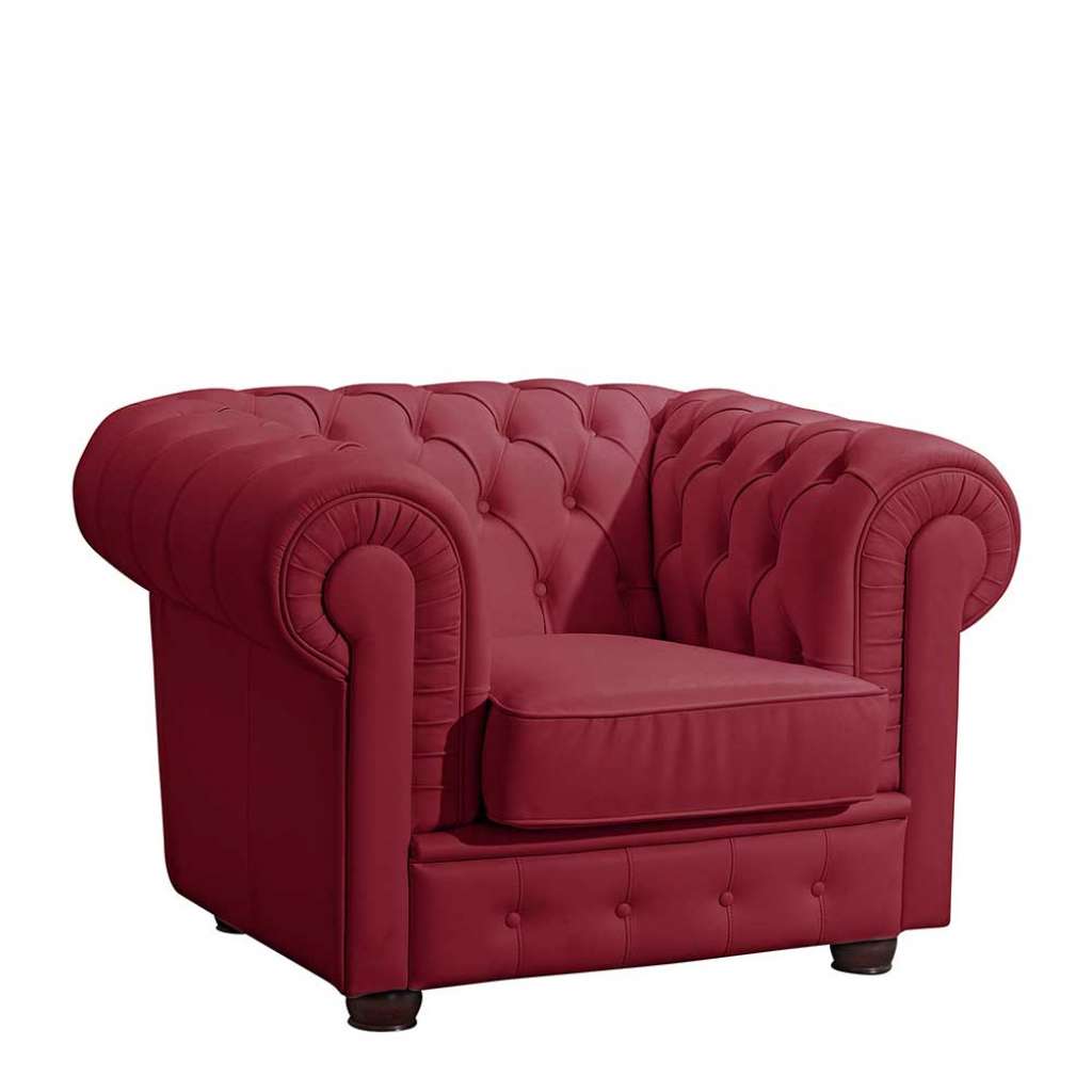 Polstersessel Rot Leder im Chesterfield Look das Wohnzimmer