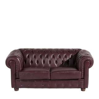 Rotbraunes Ledersofa im Chesterfield Look 172 cm breit