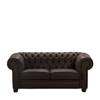 Ledercouch braun Chesterfield mit Armlehnen 172 cm breit