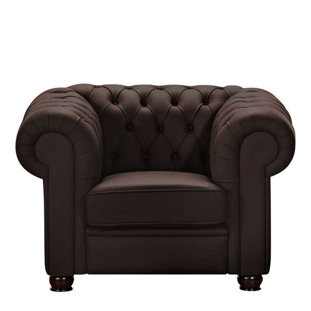 Sessel Braun Kunstleder im Chesterfield Look 110 cm breit