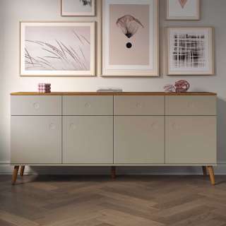 Esszimmersideboard Taupe im Skandi Design vier Schubladen
