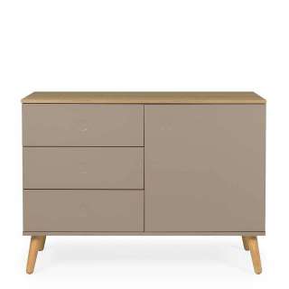 Wohnzimmerkommode Taupe im Skandi Design Push to open Funktion