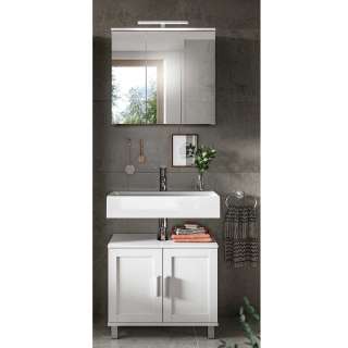 Waschplatz Set weiss in modernem Design 65 cm breit (zweiteilig)