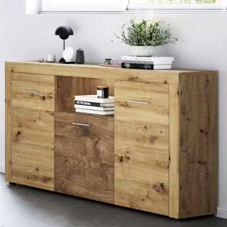 Sideboard Holzoptik Eiche mit Drehtüren 152 cm breit - 89 cm hoch