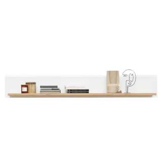 Wandboard Wohnzimmer in Weiß und Wildeiche Holzoptik 160 cm breit