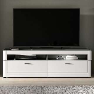 Weiß graues TV Lowboard in modernem Design zwei Schubladen