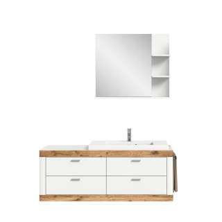 Badmöbel hängend modern in Weiß Wildeichefarben (zweiteilig)