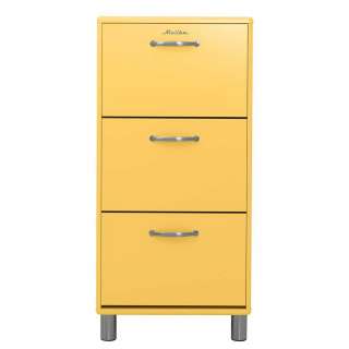 Gelber Schuhschrank Retro mit drei Schuhwalzen 122 cm hoch