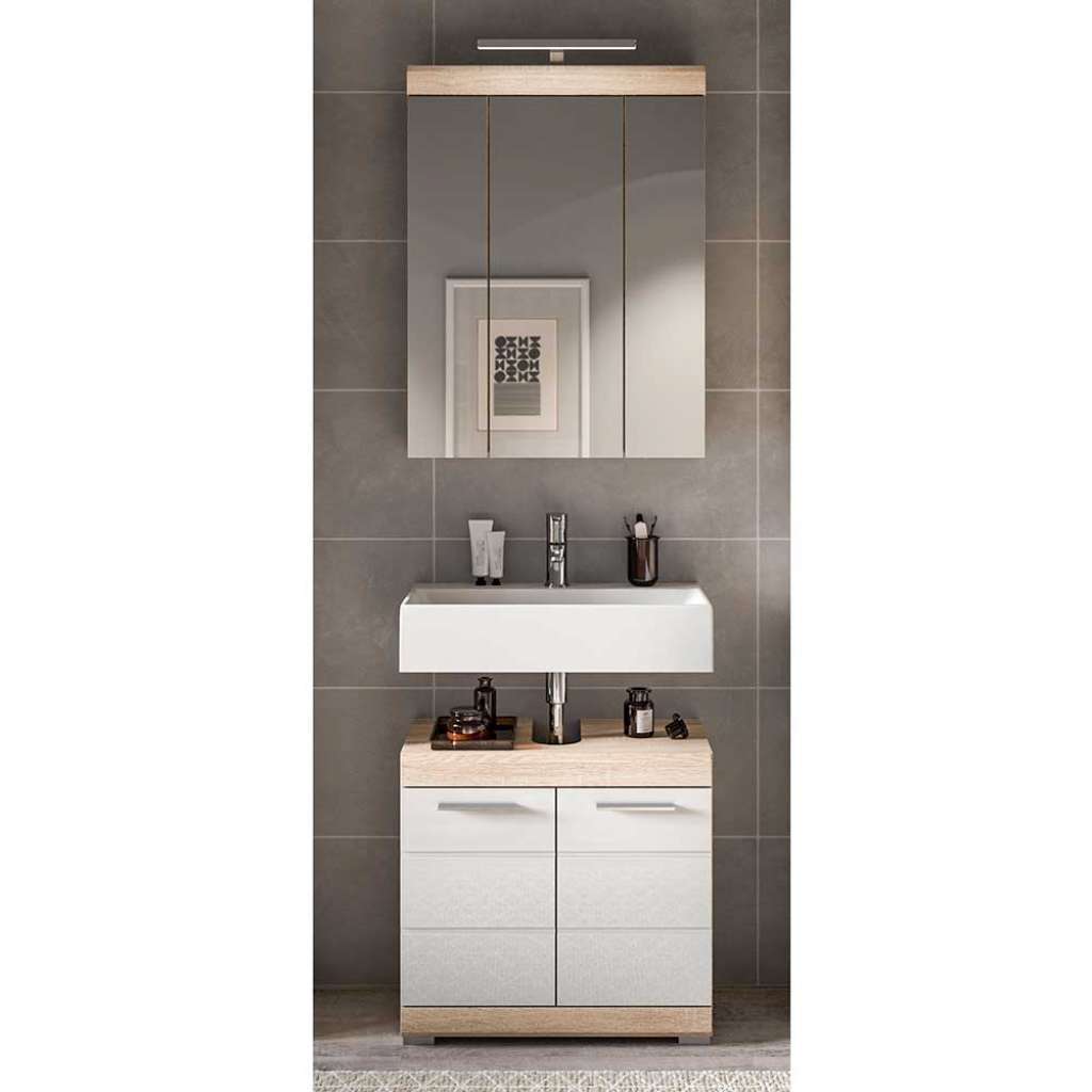 Badmöbel Set klein 60 cm breit modernem Design (zweiteilig)