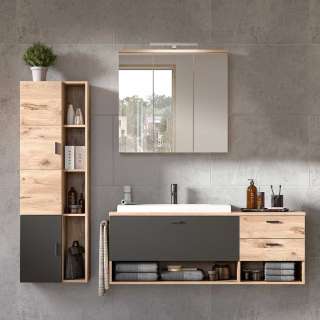 Waschplatz Set zweifarbig für die Wandmontage 144 cm hoch (dreiteilig)