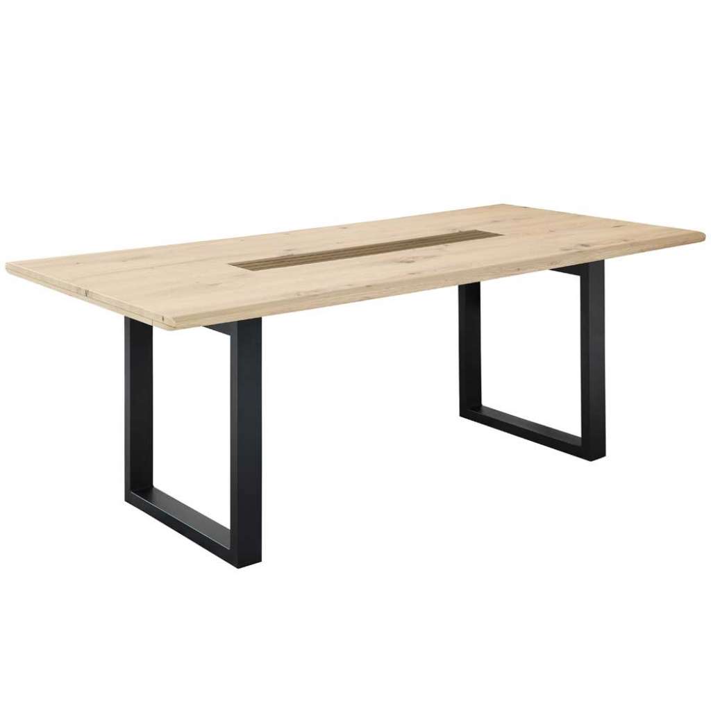 Bügelgestell Esstisch in Wildeichefarben und Schwarz modernes Design