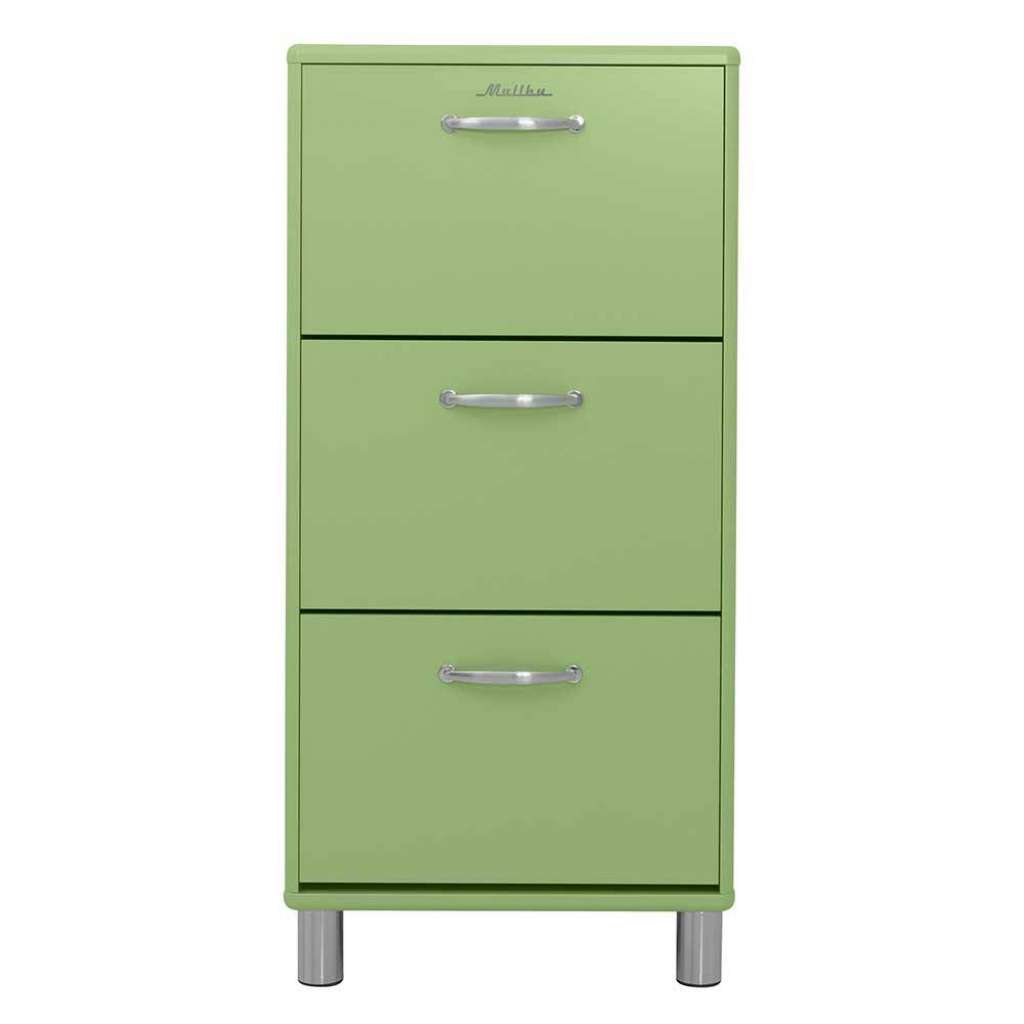 Schuh Klappschrank Retro in Hellgrün drei Schuhwalzen