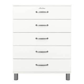 Schubladenkommode Cremeweiss im Retrostil 112 cm hoch und 86 cm breit