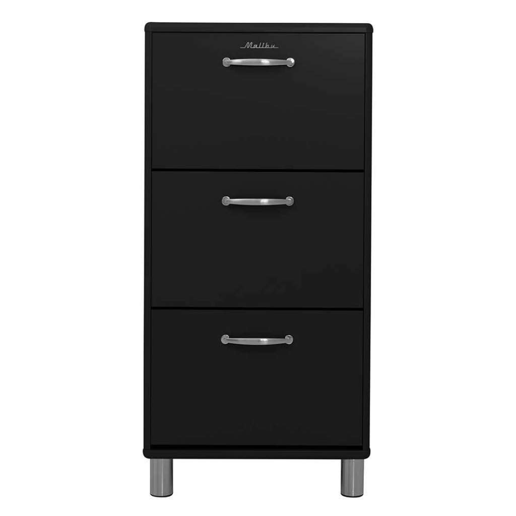 Schuhschrank schwarz Retro 122 cm hoch drei Schuhwalzen