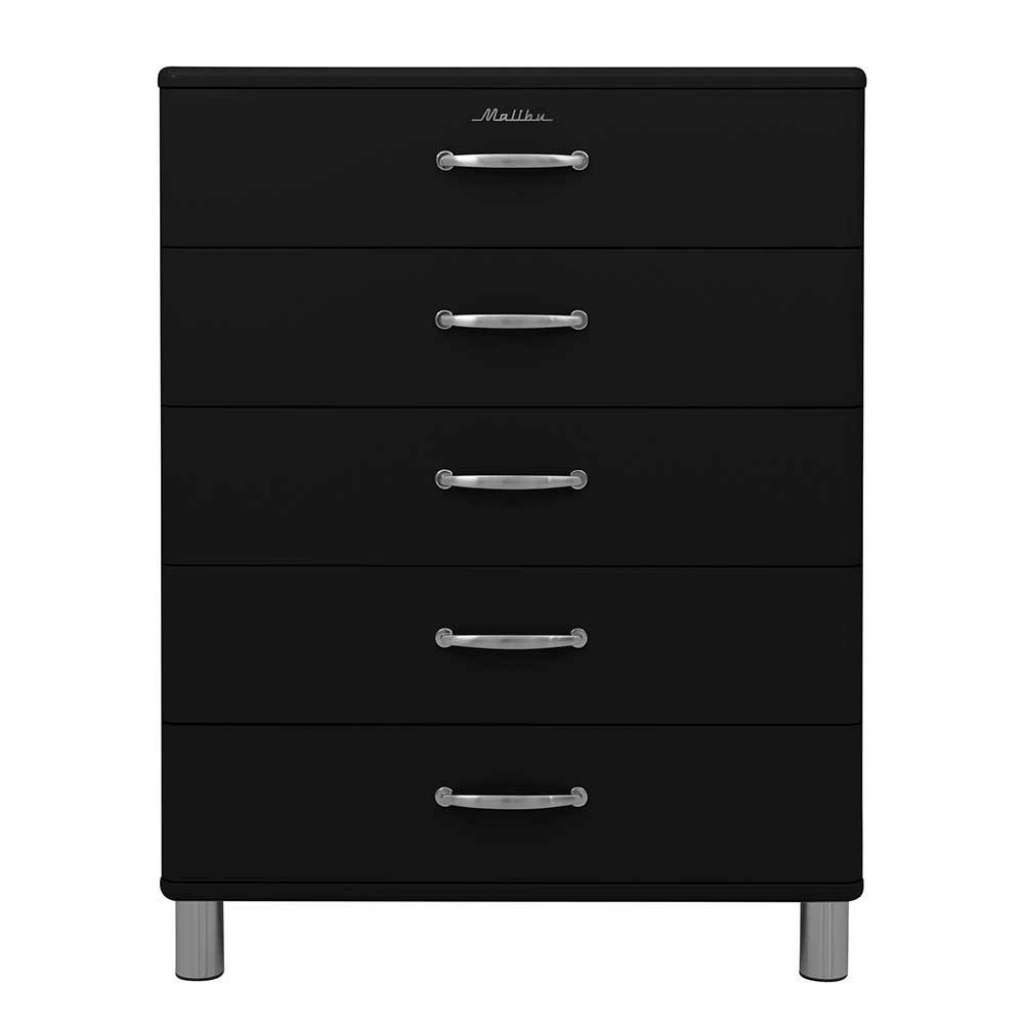 Flur Kommode schwarz Retro mit fünf Schubladen 112 cm hoch