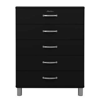 Flur Kommode schwarz Retro mit fünf Schubladen 112 cm hoch
