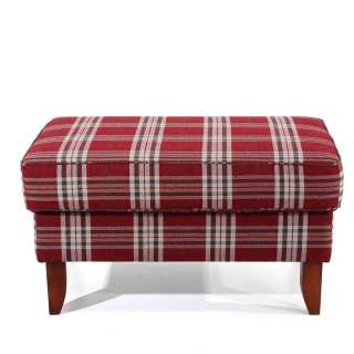 Hocker Karo rot im Landhausstil Vierfußgestell aus Holz