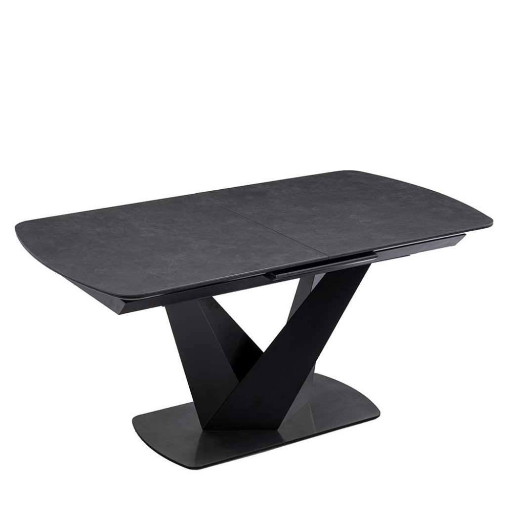 Keramikplatte Auszietisch in Schwarz einer Einlegeplatte