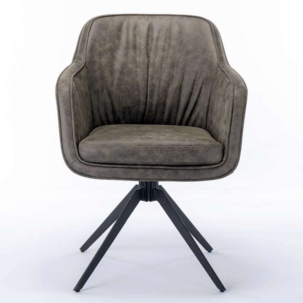 Drehbarer Esszimmerarmlehnstuhl in Braun Gestell aus Metall