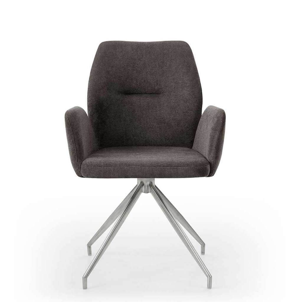 Esszimmerarmlehnstuhl drehbar in Grau Gestell aus Metall