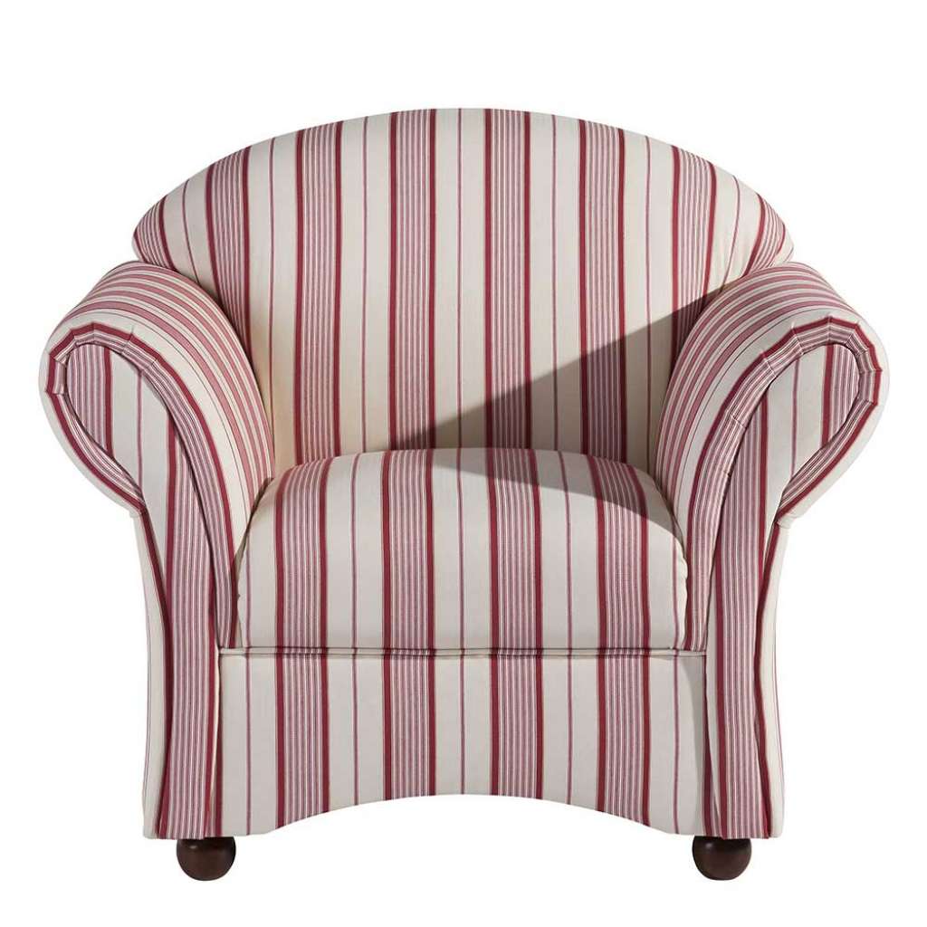 Sessel mit Streifenmuster in Rot und Weiß Landhausstil