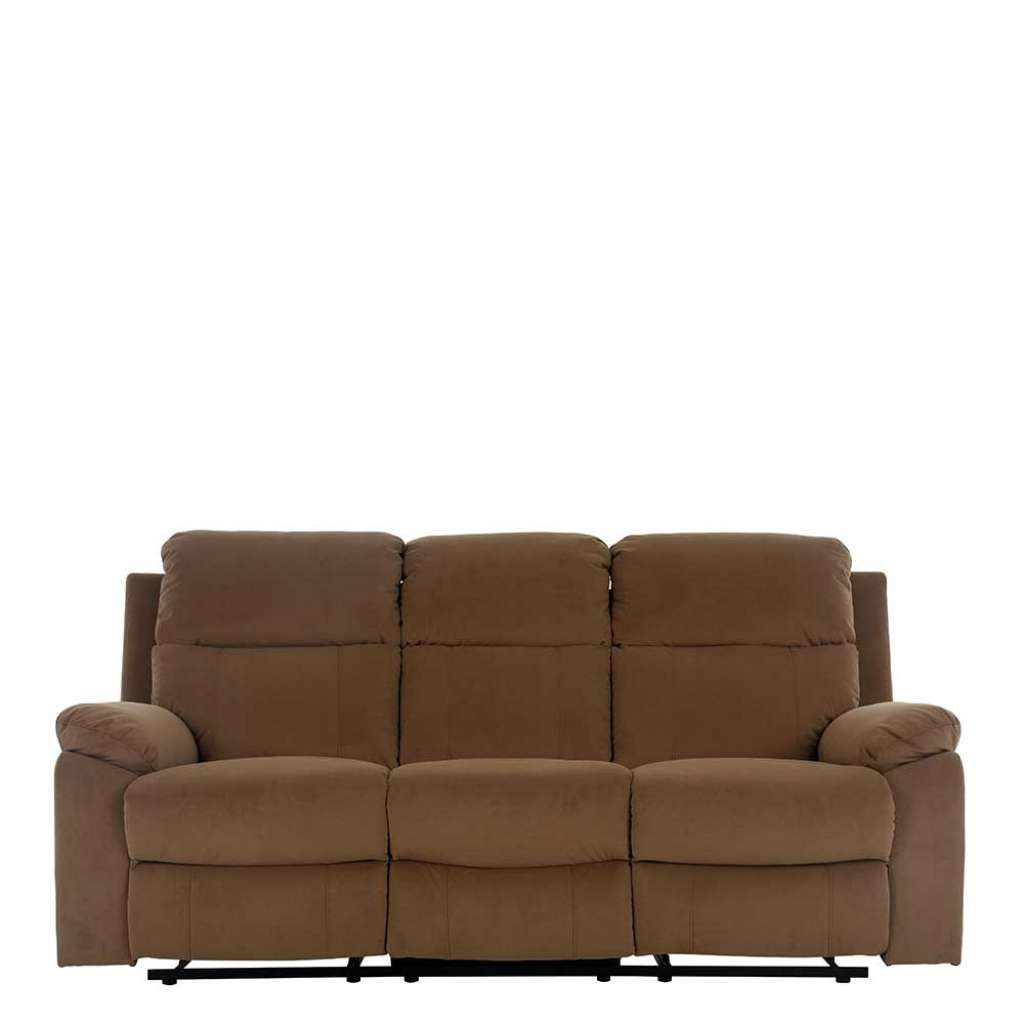 Dreisitzer Relaxsofa in Braun Stoff Untergestell aus Metall