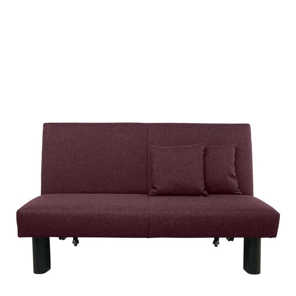 Schlafsofa Bordeauxrot aus Flachgewebe Untergestell aus Metall