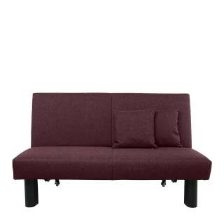 Schlafsofa Bordeauxrot aus Flachgewebe Untergestell aus Metall