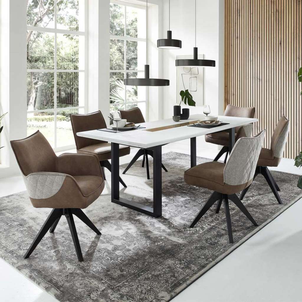 Tischgruppe mit drehbaren Stühlen in modernem Design 6 Personen (siebenteilig)