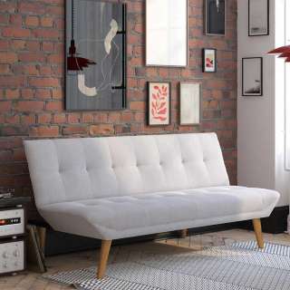 Klappcouch Skandi Stil mit Vierfußgestell aus Holz 174 cm breit