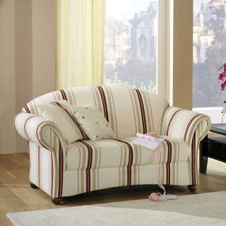 Wohnzimmer Sofa mit Streifen in Weiß - Beige - Rot 151 cm breit